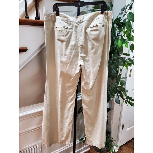 Newyork & Co. Women's Ivory Linen Mid Rise Pull On Wide Leg Dress Pant Size 14 - Picture 7 of 12